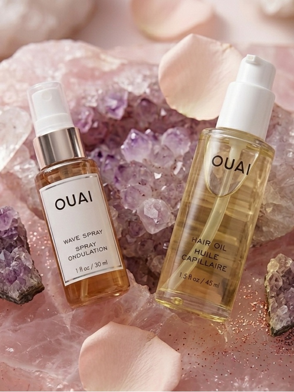 OUAI Wave Spray & Hair Oil Duo - Clear, Gold